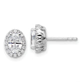 14k White Gold 1 1/5 carat Lab Grown Diamond VS/SI+ G+ Oval Halo Stud Earrings